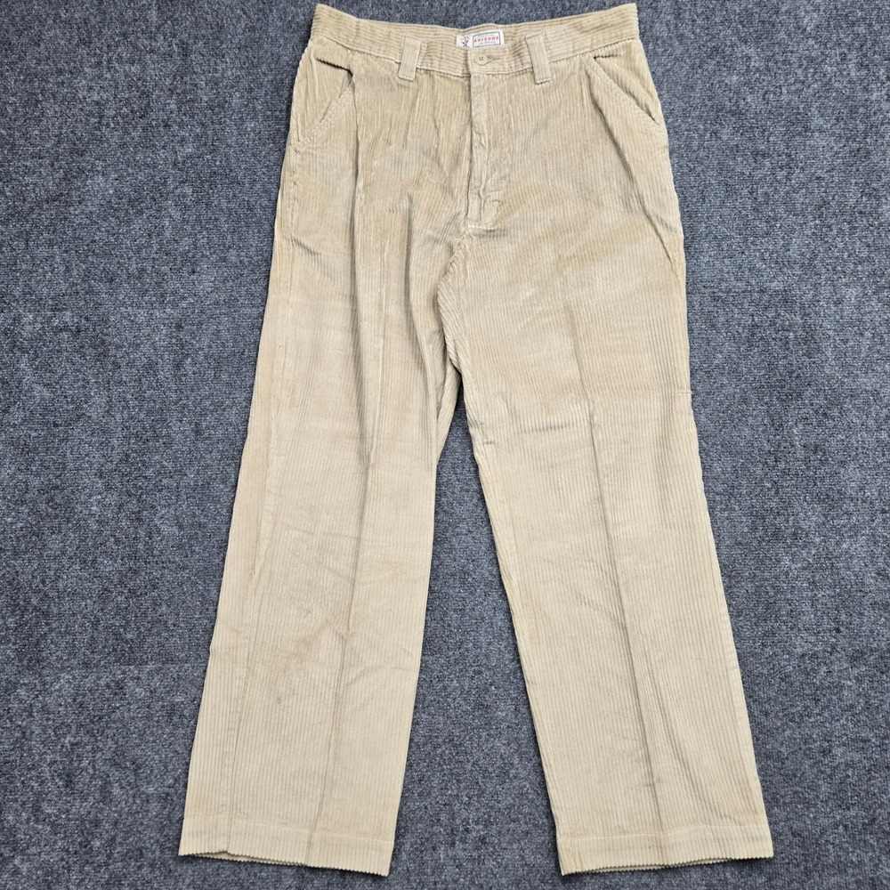 Arizona Jean Company Mens Size 36x32 Corduroy Pants Straight Leg Beige Cotton